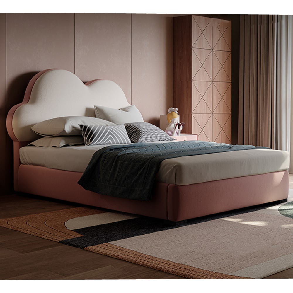 Akande Velvet Cloud Shaped High Headboard Modern Bed Frame King Size