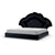 Acosta Black Microfiber Leather Fabric Shaped Headboard Luxury Bed Frame King Size
