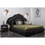 Acosta Black Microfiber Leather Fabric Shaped Headboard Luxury Bed Frame Queen Size
