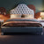 Aeko Gray Suede Fabric Shaped Headboard Vintage Bed Frame Queen Size