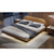 Aguilar Brown Microfiber Leather Modern Floating Bed Frame Queen Size