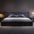 Ahti Suede Fabric Buckle Design Wide Headboard Luxury Bed Frame Queen Size