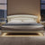 Aldis White Microfiber Leather Modern Floating Bed Frame King Size