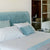 Alix Blue Cotton Linen Fabric Wide Headboard Luxury Bed Frame Queen Size