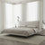 Altresha Gray Linen Fabric Minimalist Floating Bed Frame Queen Size