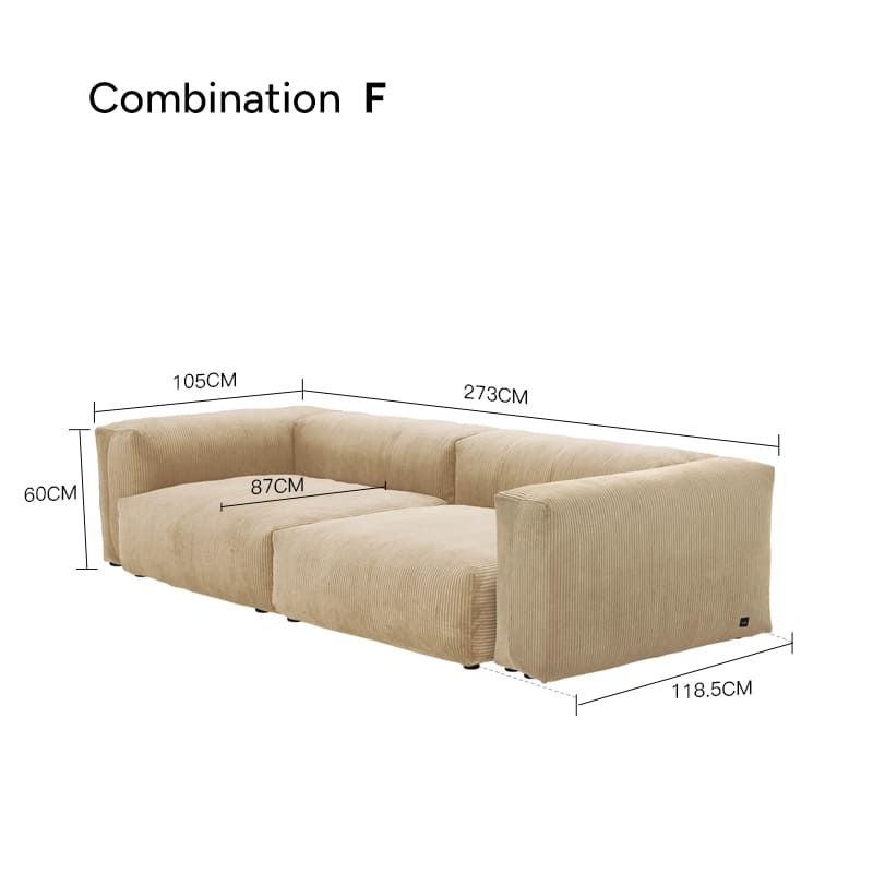 Amaris Corduroy Modern Simple Sofa Cube Modular Sectional Couch– CASASPACE