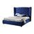 Amaru Velvet Blue Buckle Design Luxury High Headboard Bed Frame Queen Size