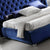 Amaru Velvet Blue Buckle Design Luxury High Headboard Bed Frame King Size