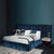 Areli Gray/Blue Velvet Luxury Wide Headboard Bed Frame King Size