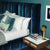 Areli Gray/Blue Velvet Luxury Wide Headboard Bed Frame Queen Size