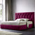 Arian Purple Suede Fabric Buckle Design Luxury Bed Frame King Size