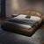 Bader Brown Microfiber Leather Modern Upholstered Bed Frame King Size