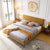 Bae Yellow Cotton Linen Fabric Modern Simple Bed Frame Queen Size