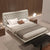 Balzo Microfiber Leather Buckle Design Luxury Bed Frame King Size in Beige/Brown/Blue