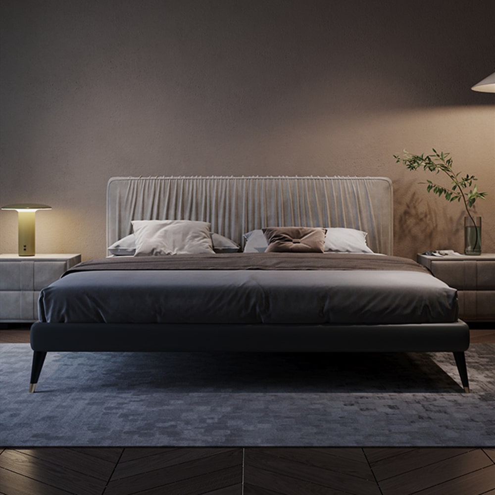 Beagan Microfiber Leather+Suede Fabric Modern Bed Frame– CASASPACE