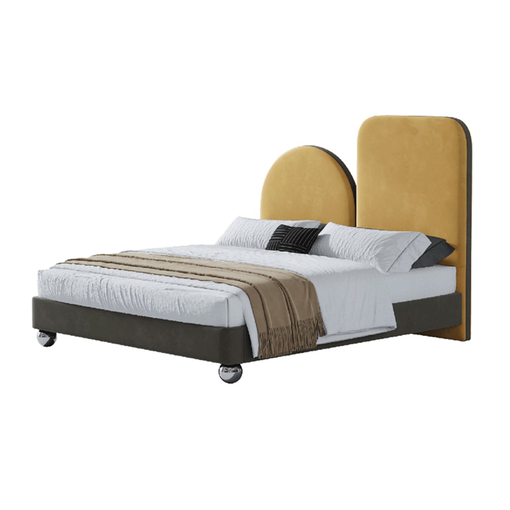 Beecher Yellow Velvet Special High Headboard Modern Bed Frame King Siz