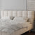 Belen White Velvet Minimalist Bed Frame Queen Size
