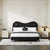 Beltran Black Velvet Shaped Headboard Modern Bed Frame King Size