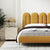 Benitez Velvet Modern Bed Frame with Acrylic Feet in Yellow/White/Green Queen Size