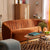 Bexley Blue/Orange Velvet Arm Sofa 3-Seater Sofa