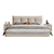Billy Velvet Upholstered Floating Bed Frame Queen Size in Beige/Gray