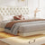 Binx Cream Velvet Buckle Design Modern Floating Bed Frame King Size