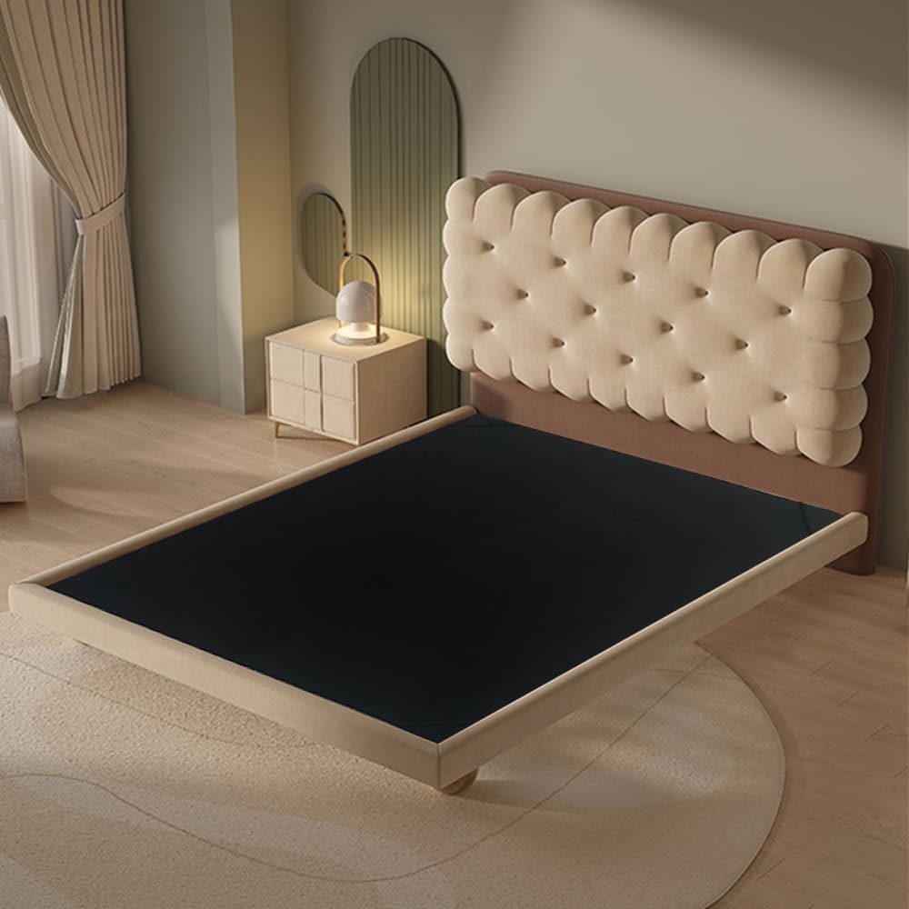 Bliss Velvet Cookie Shaped Modern Upholstered Bed Frame– CASASPACE