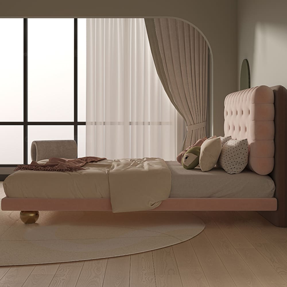 Bliss Velvet Cookie Shaped Modern Upholstered Bed Frame– CASASPACE