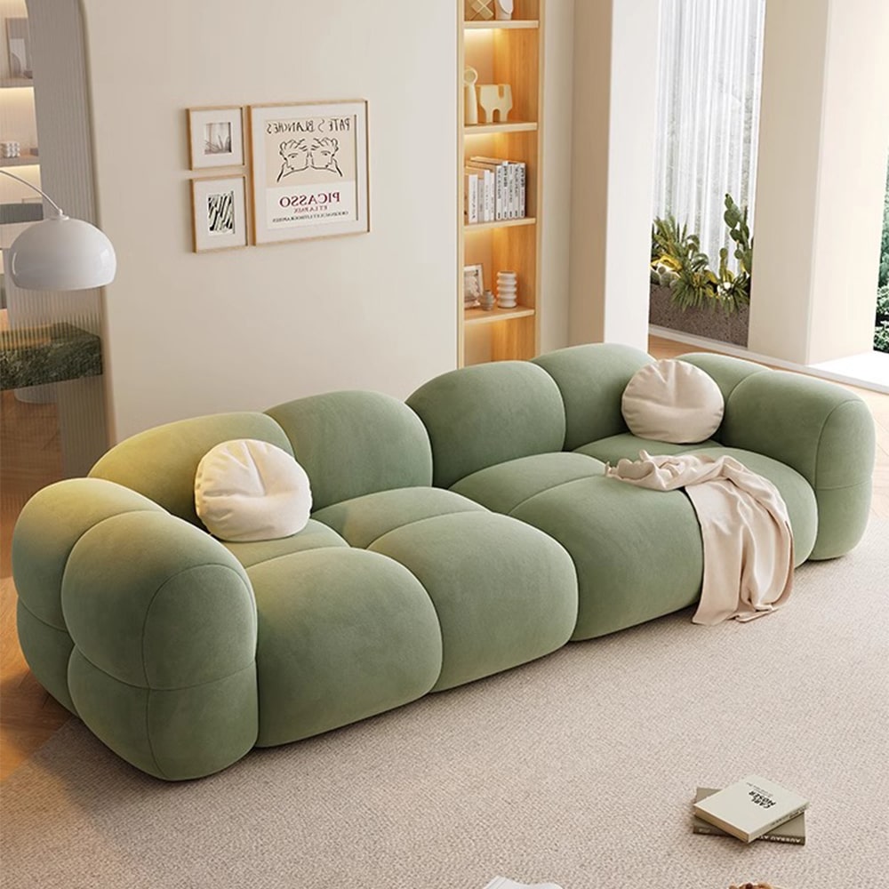 Sofa Module Rounded Caley Velvet Fabric Round Shaped 2 Modules Sofa Modern Arm Couch– CASASPACE
