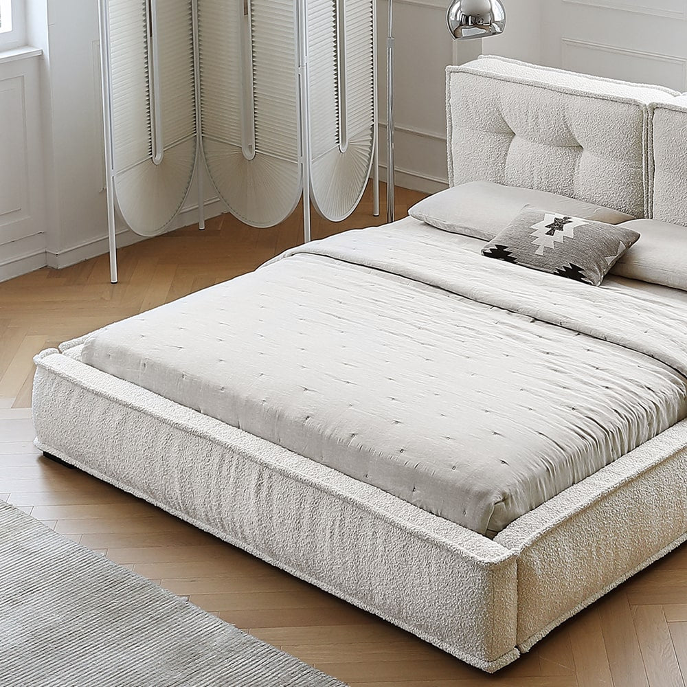 Dacre Boucle Minimalist Simple Bed Frame– CASASPACE