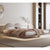 Eady Brown Technical Fabric Modern Floating Bed Frame Queen Size