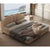 Ezra Brown Microfiber Leather Shaped Headboard Modern Bed Frame Queen Size