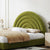 Hartley Fabric Green/Beige Rainbow Circle Round Shaped Headboard Bed Frame Queen Size