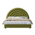 Hartley Fabric Green/Beige Rainbow Circle Round Shaped Headboard Bed Frame Queen Size