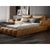 Janika Brown Microfiber Leather Luxury Low Headboard Bed Frame with Cushions King Size
