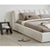 Watts White Technical Fabric Modern Upholstered Headboard Bed Frame Queen Size