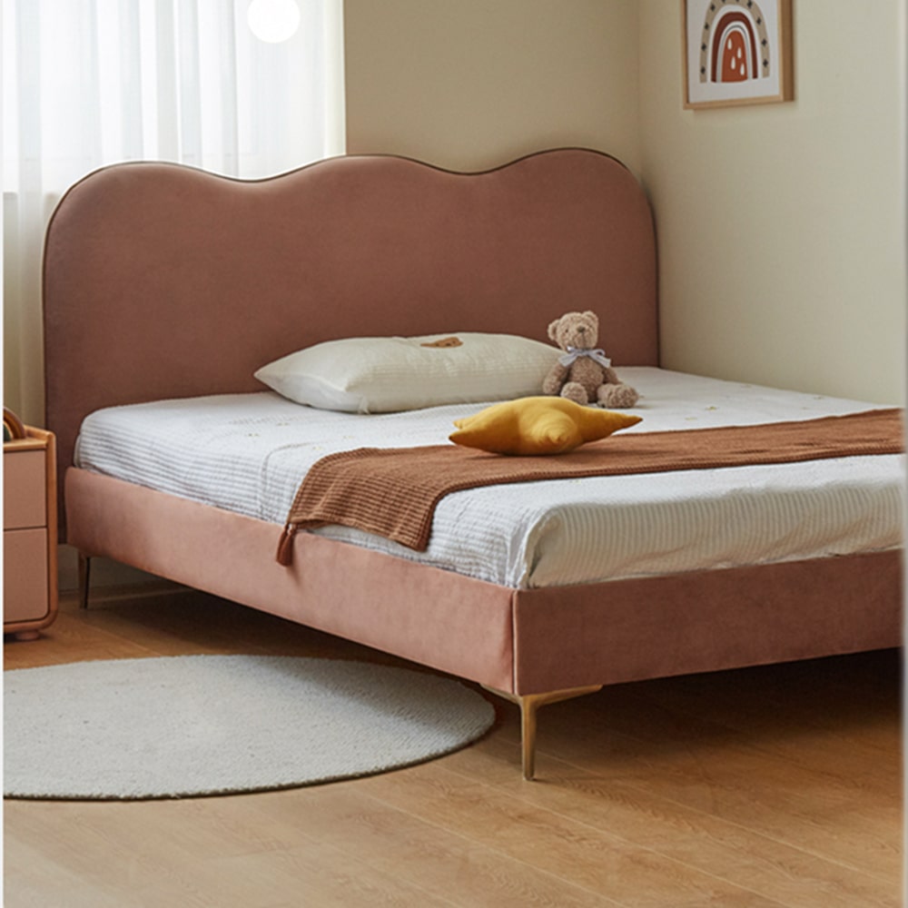 Deva Pink Velvet Simple Bed Frame King Size– CASASPACE