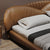 Hazel Brown Microfiber Leather Luxury Curved Headboard Bed Frame King Size