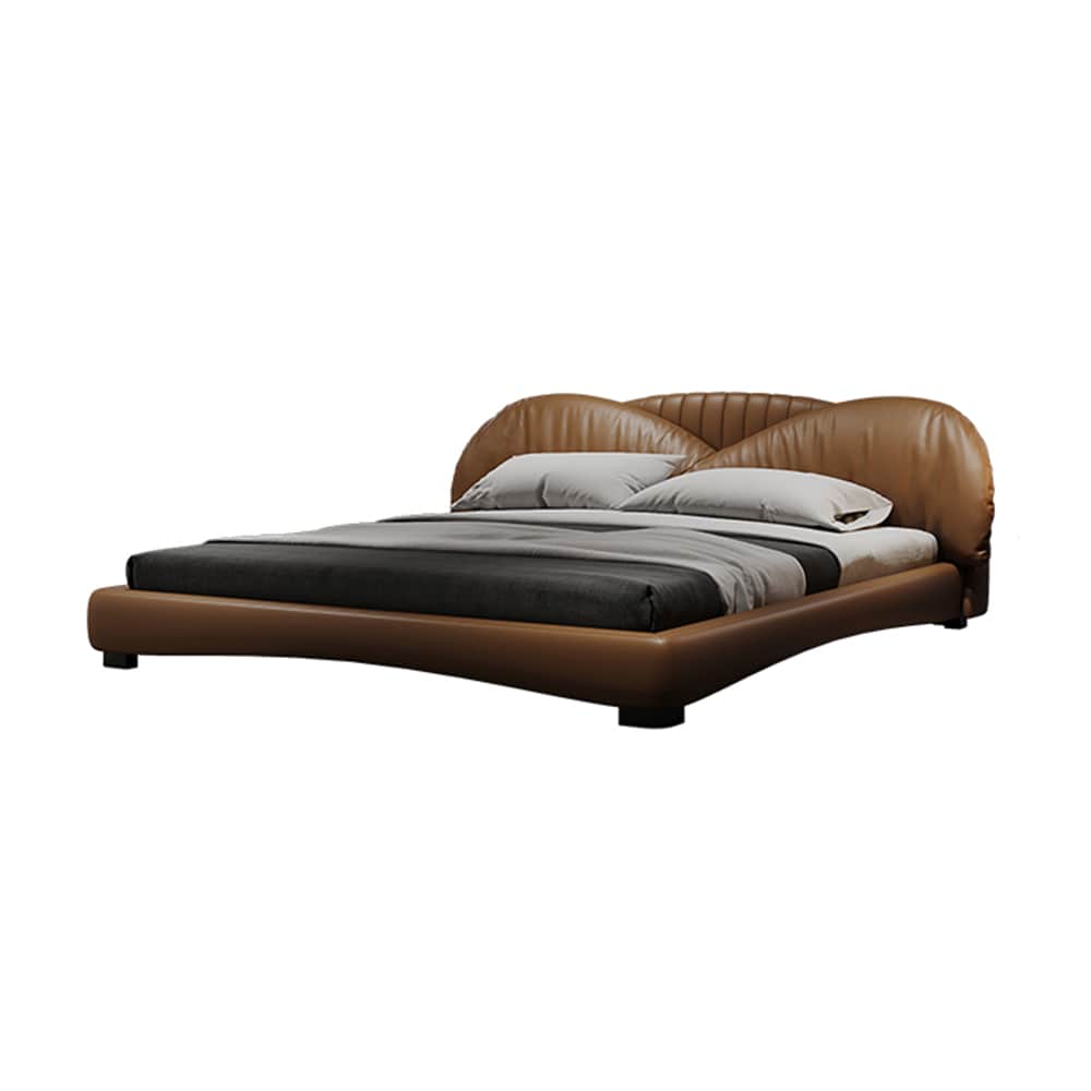 Curve Bio Frame Hazel Microfiber Leather Luxury Curved Headboard Bed Frame– CASASPACE