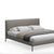 Itzan Microfiber Leather Gray Minimalist Bed Frame Queen Size