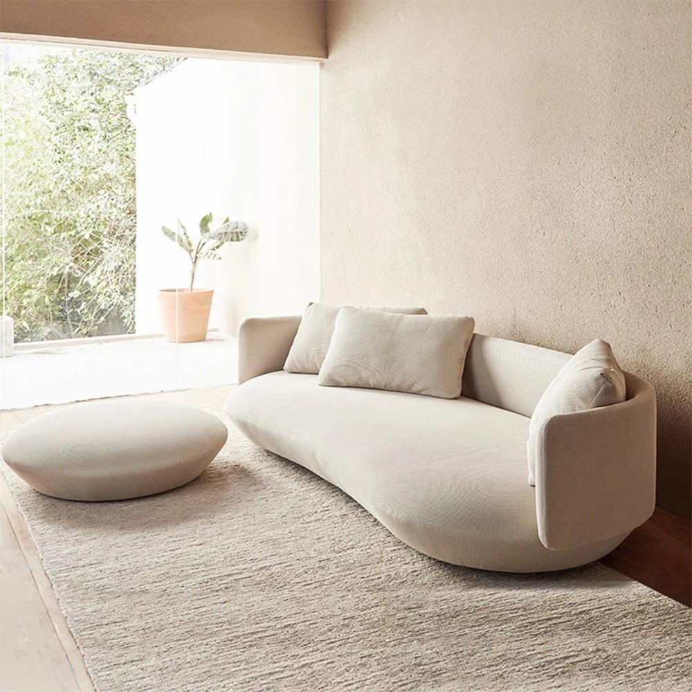 Ivan Velvet Fabric Round Shaped 3-Seater Sofa– CASASPACE
