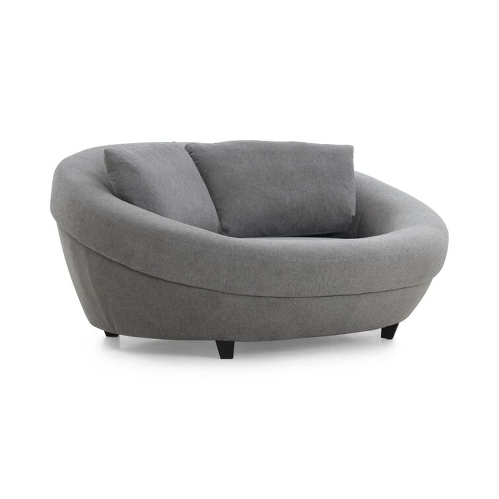 Murray Velvet Gray Round Shaped Loveseat 2Seater Lounge Sofa CASASPACE