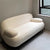 Nina Teddy Fleece Fabric White Round 2-Seater Loveseat Shaped Sofa