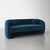 Patrice Blue Velvet/White Boucle 3-Seater Sofa Round Curved Sofa