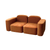Skyla Flannelette Yellow/Brown 2-Seater Modular Cube Loveseat  Sofa
